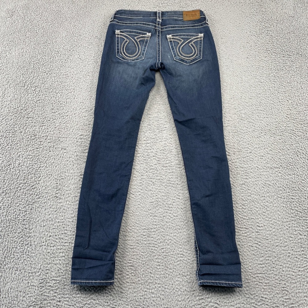 Big Star Jeans Womens 26R Blue Liv Skinny Low Rise Thick Stitch Denim Stretch - Picture 2 of 9